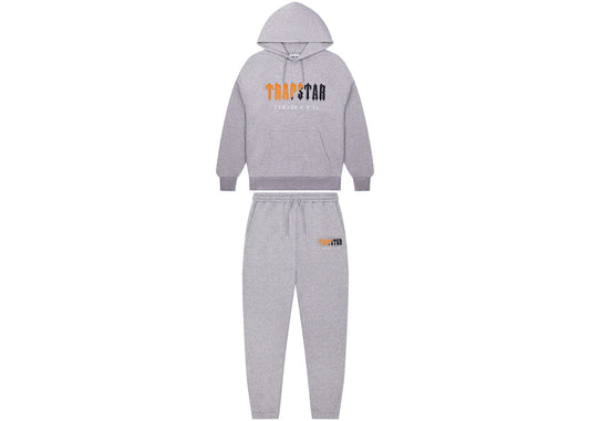 Trapstar Chenille Decoded Hoodie Tracksuit - (GREY/ORANGE)