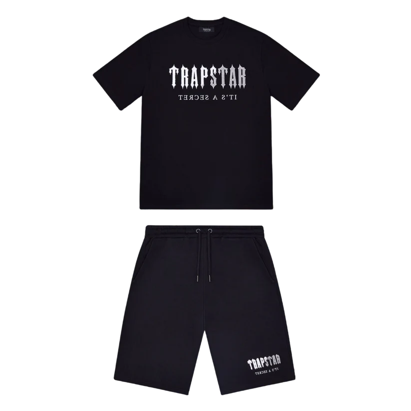 Trapstar Chenille Decoded Short Set - (BLACK/WHITE)