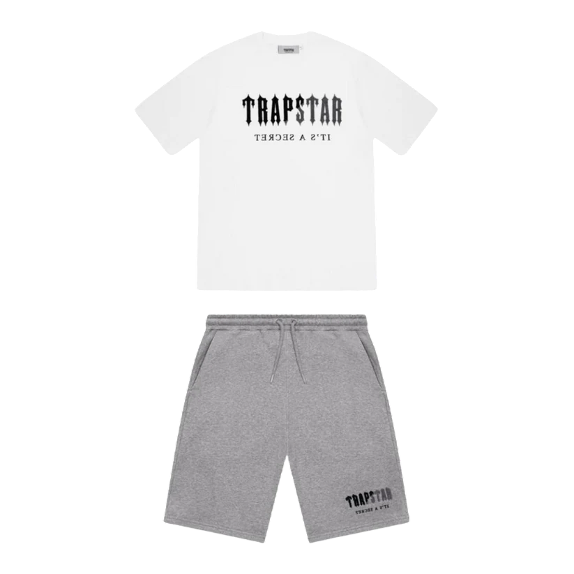 Trapstar Chenille Decoded Short Set - (WHITE/BLACK/GREY)