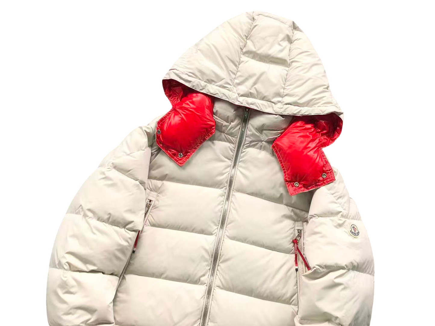 Moncler Poirier Down Jacket - (WHITE/RED)