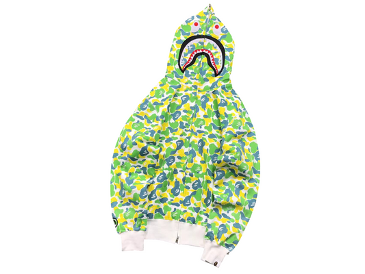 BAPE ABC Camo Shark Full Zip Hoodie Lemon Green