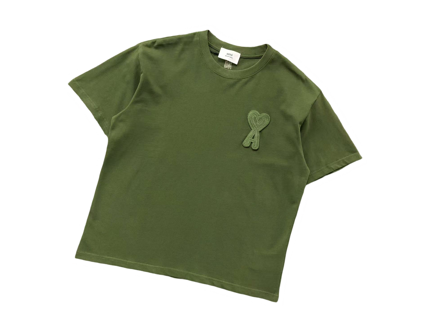 AMI Paris Maxi Heart Tee - (KHAKI GREEN)