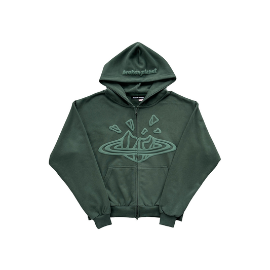 Broken Planet Classic Zip Hoodie - (EMERALD GREEN)
