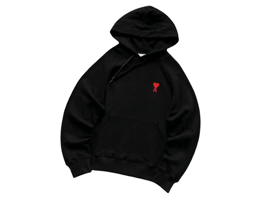 AMI Paris Red Heart Hoodie - (BLACK)