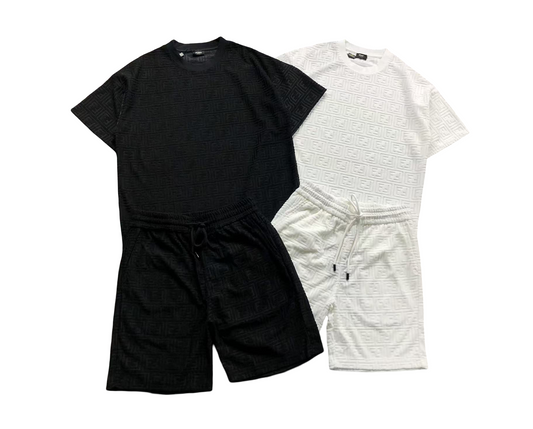 Fendi Waffle Short Set - (BLACK/WHITE)