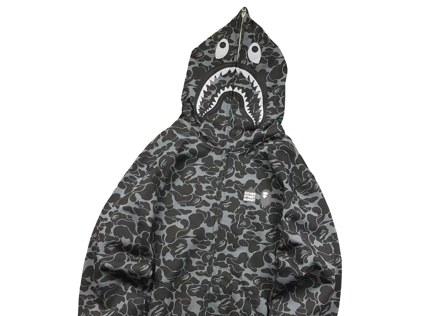 BAPE x Dover Street Market Camo Shark Full Zip Hoodie - (BLACK)