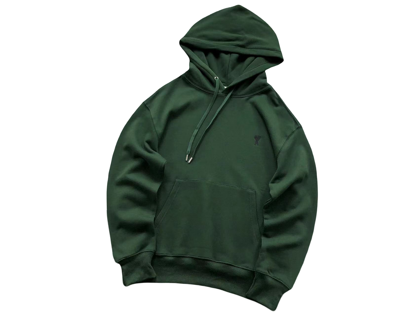 AMI Paris Black Heart Hoodie - (DARK GREEN)