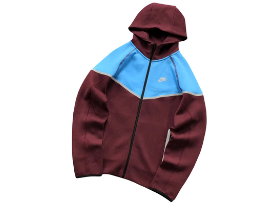 Nike Tech Fleece 2025 Zip Hoodie - (BURGUNDY/BLUE)