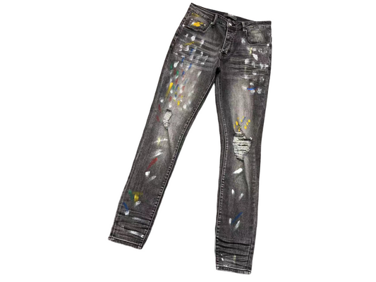 AMIRI Multi Paint Splatter Jeans - (LIGHT BLACK)