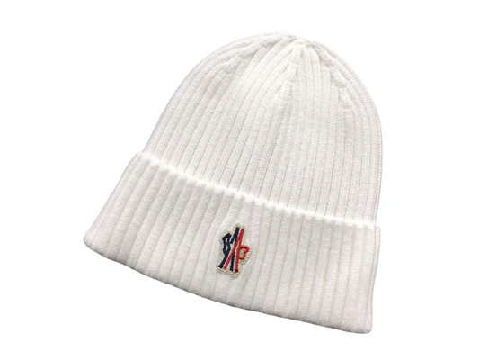 Moncler Triangle Beanie White