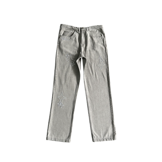 Broken Planet Stars Jean - (GREY/WHITE)