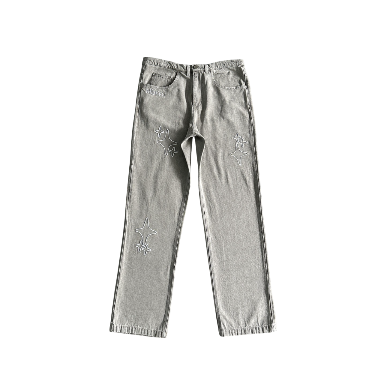 Broken Planet Stars Jeans Grey/White