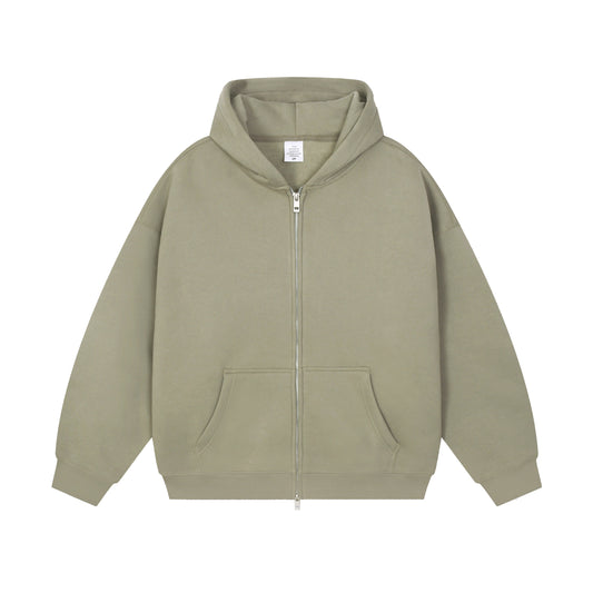 21Dripzz Essential Zip Hoodie - Khaki
