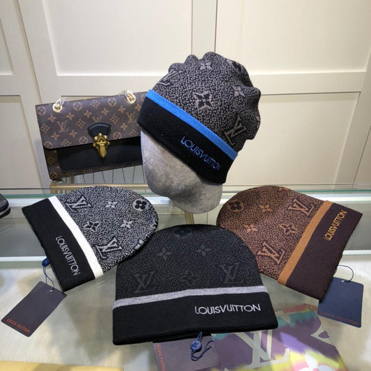 LV Monogram Beanies - (BLUE/GREY/BLACK/GOLD)