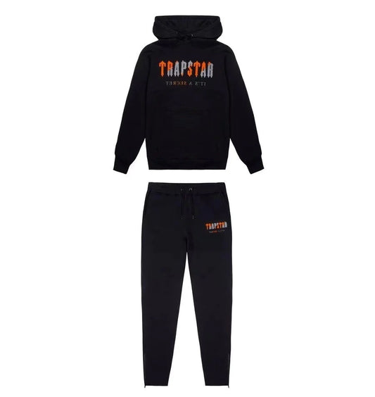 Trapstar Chenille Decoded Hoodie Tracksuit - (BLACK/ORANGE)