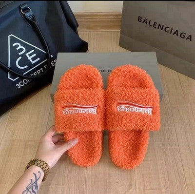 Balenciaga Furry Slide Orange