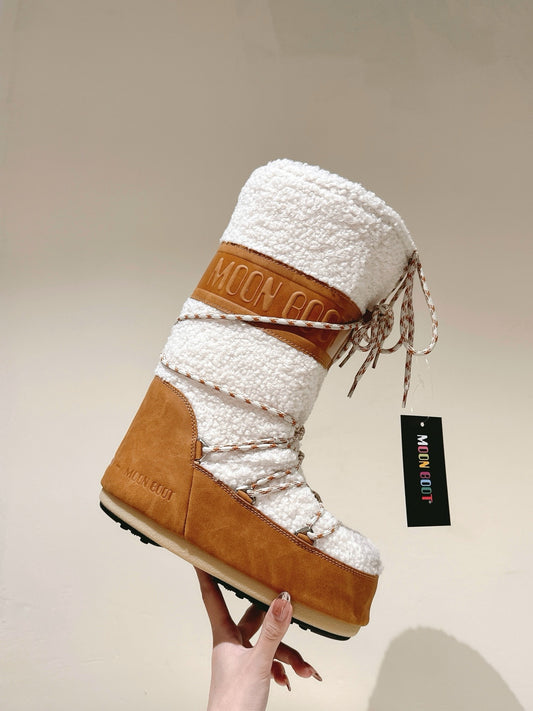Moon Boot Icon Tall Camel White Faux-Fur