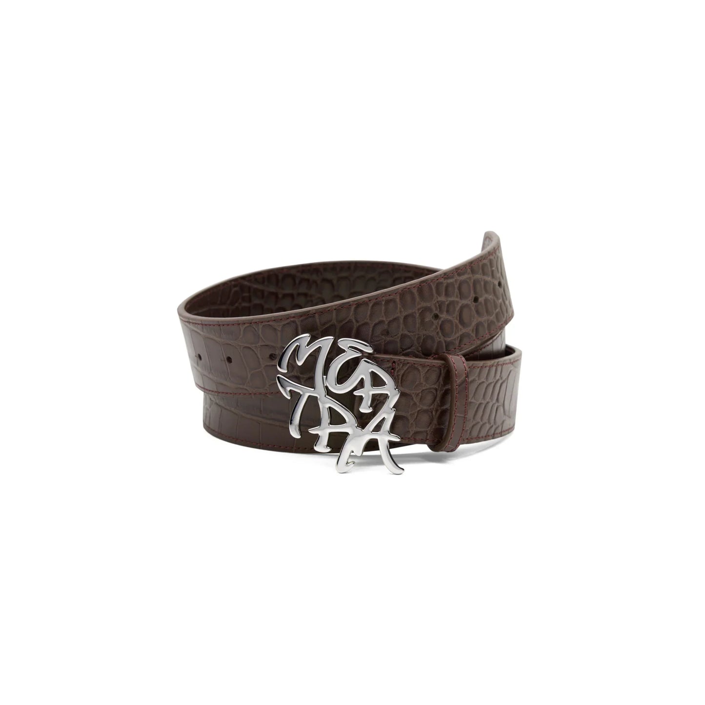MERTRA Alligator Skin Belt Brown