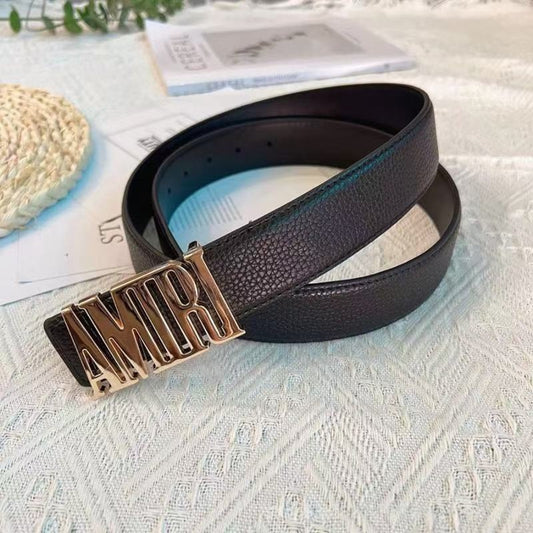 Amiri Pebbled Belt - (GOLD)