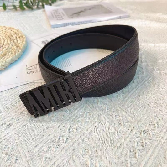 Amiri Pebbled Belt - (TRIPLE BLACK)