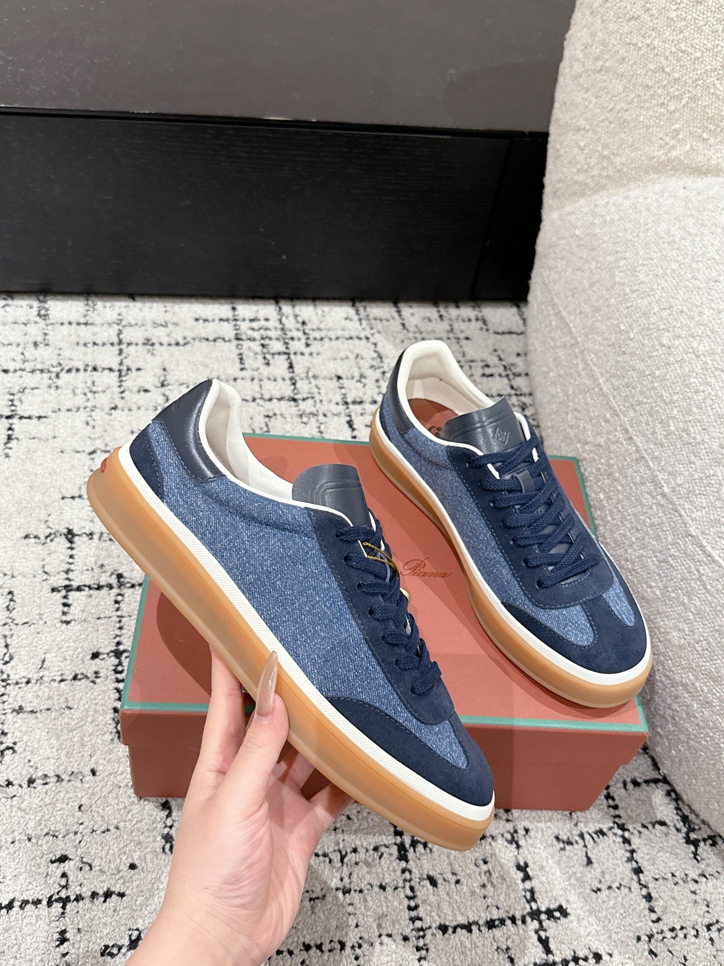 Loro Piana Tennis Walk Denim Blue White